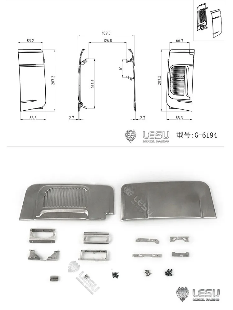 LESU 1/14 LKW-Simulationsmodell, schweres Abschleppgerät, Spoiler, Tamiya-Modifizierungsmodell, Auto G-6194