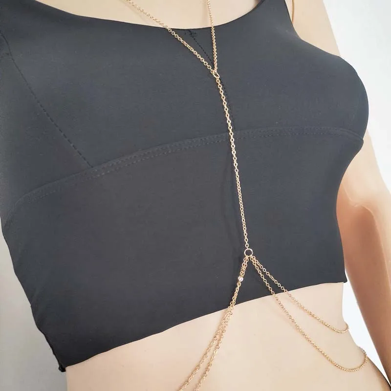 Gold Color Double-Layer Thin Chest Chain Simple Metal