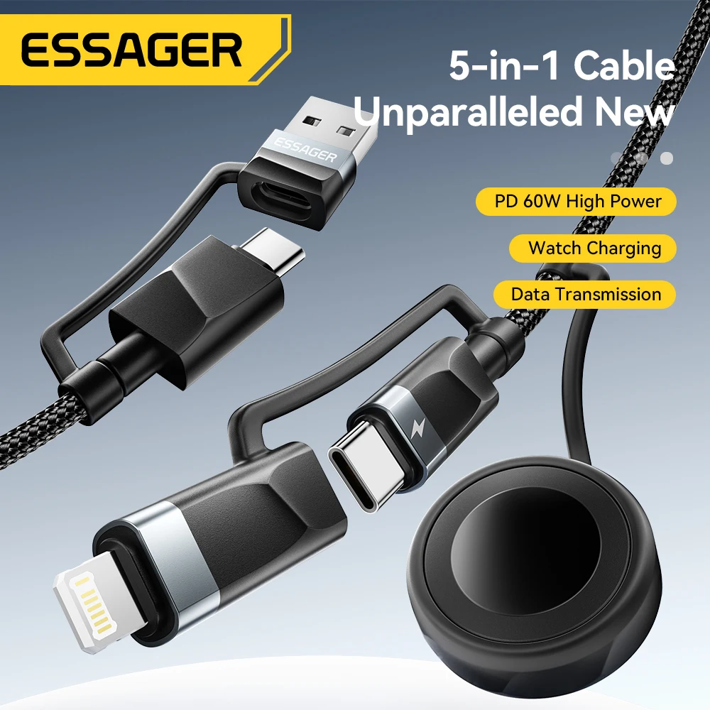 Essager 5 في 1 ساعة مغناطيسية شاحن لاسلكي USB نوع...