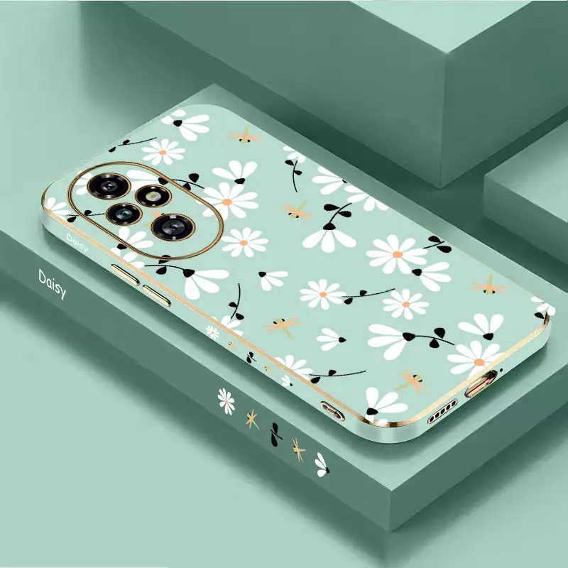 Elegant White Flower Plating Soft Back Phone Case