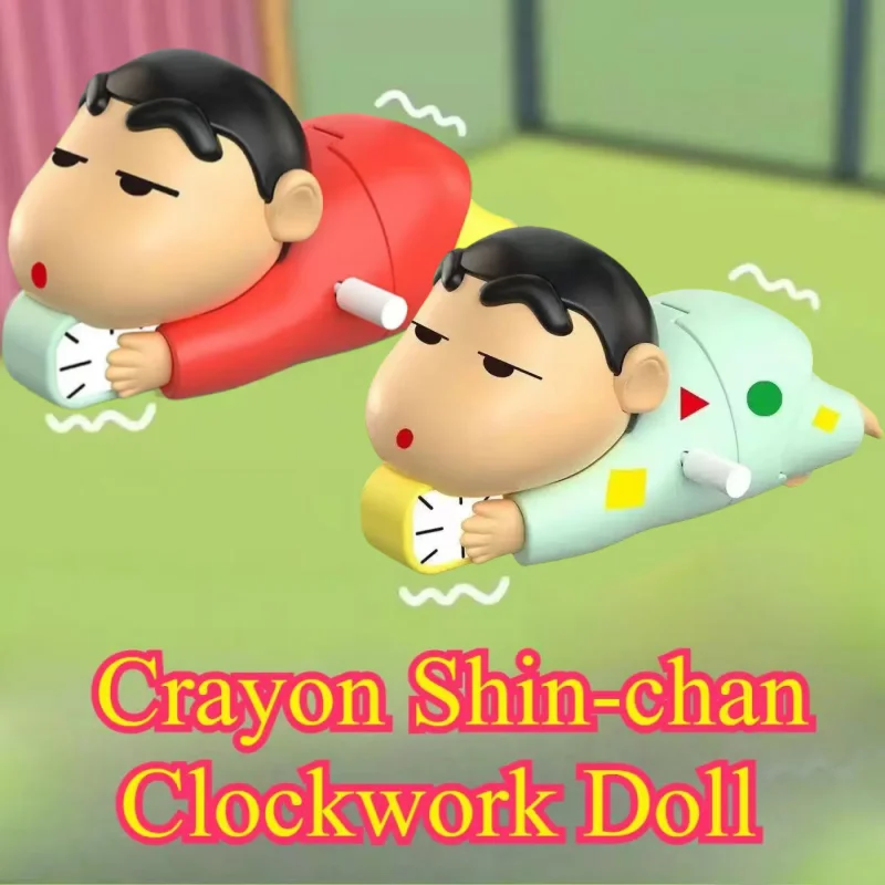Crayon Shin-chan Uhrwerk Modell Spielzeug Don't Want To Get Up Anime Figur Modell Spielzeug Propel Wecker Dynamische Kriech Spielzeug Spaß Geschenk