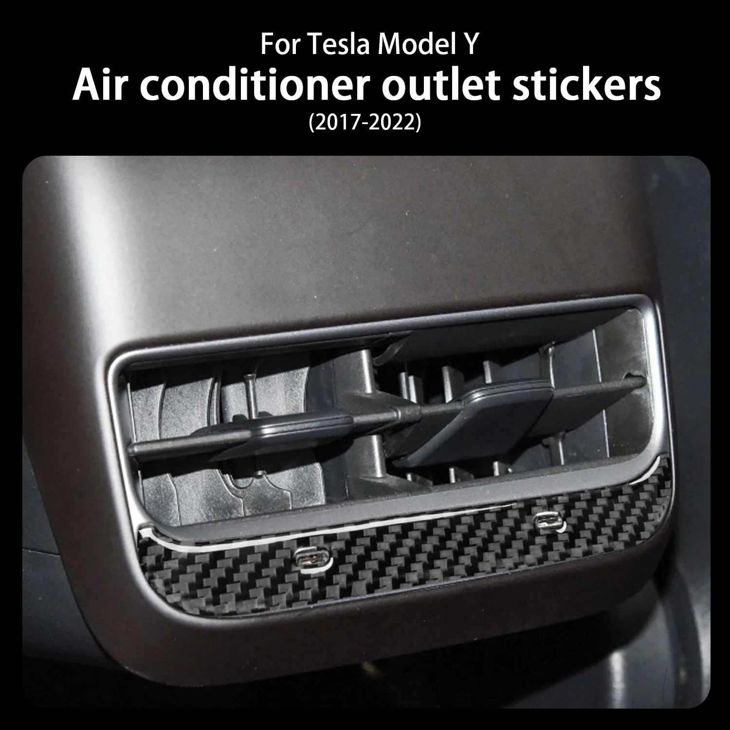 

For Tesla Model Y 2020+ Model 3 2017-2022 Carbon Fiber Rear Air Conditioning Outlet Trim Cover Car Interior Accessories Sticker