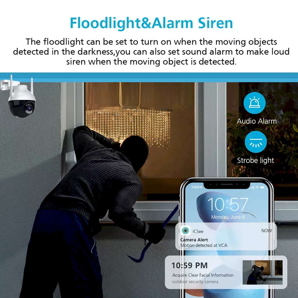8MP PTZ WiFi IP Camera 4K AI Human Detection Color Night Vision Audio Video Sur