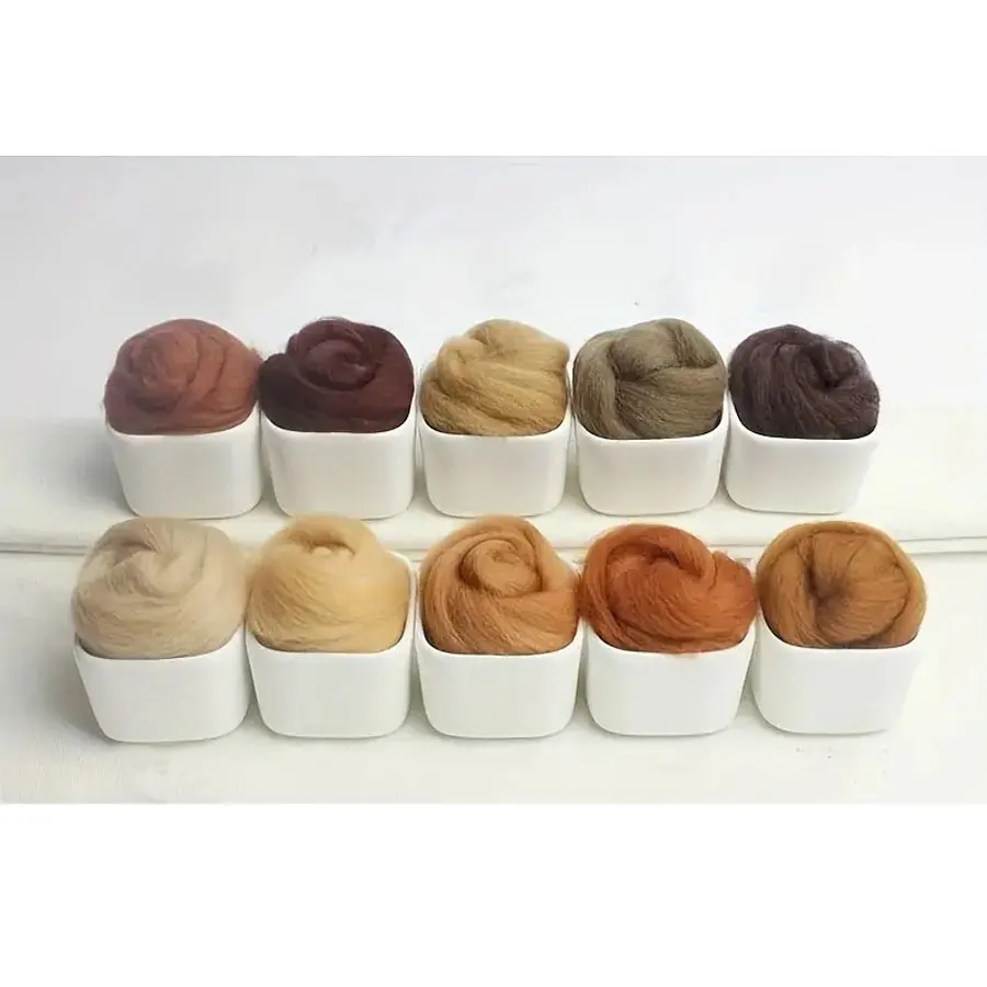 1 Roll 10 Colors Brown Needle Felting Wool Animal Series Wool Fibre Roving for Needle Felt DIY needle felting wool