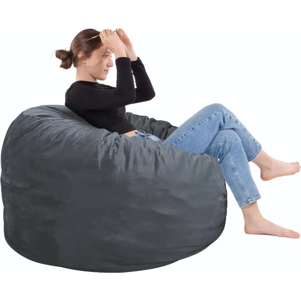 

Bean Bag Chair 3Ft, Memory Foam Filled, Removable Velvet Cover, Bean Bag Chairs for Adults and Teens, Round Sofa Chair