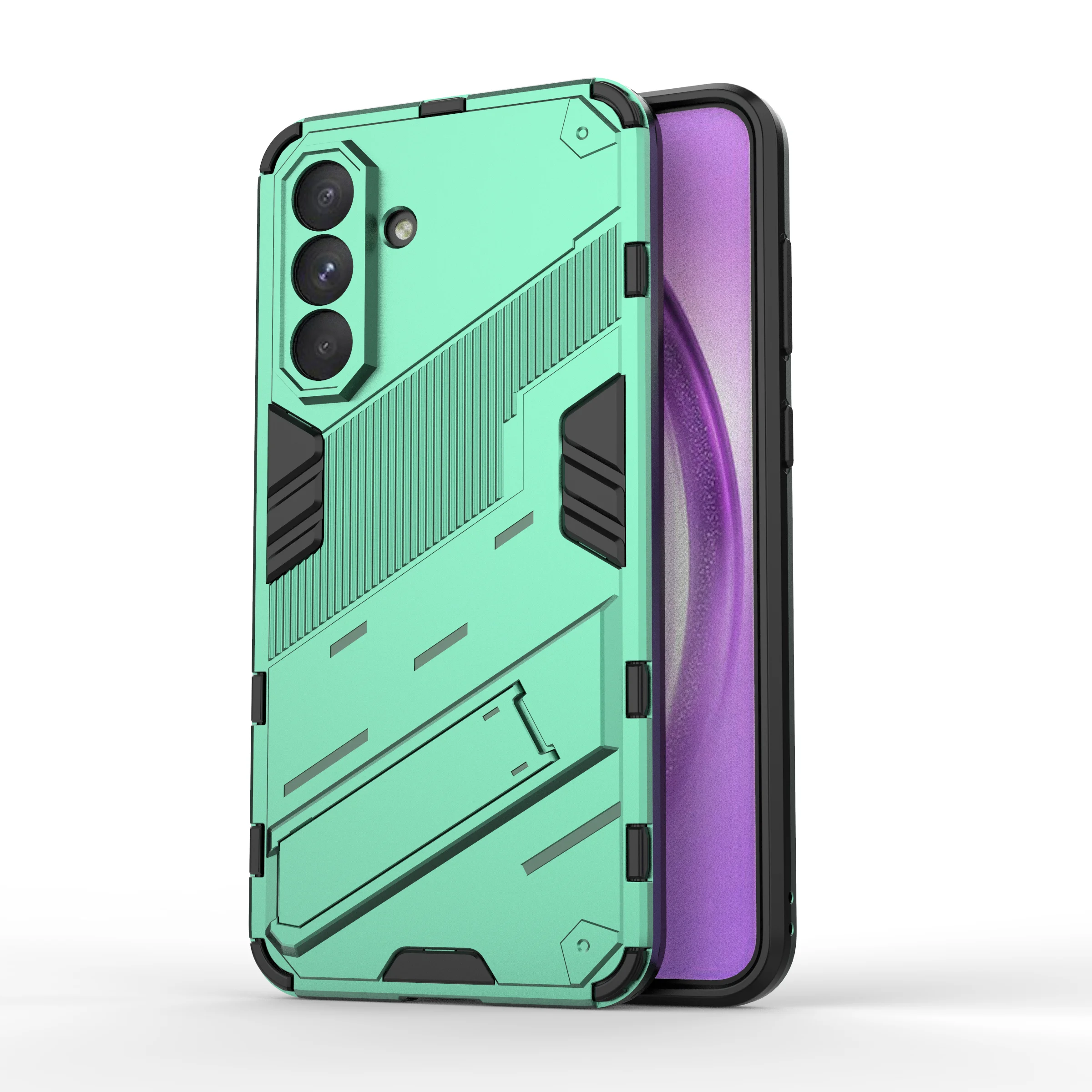 Solid Rugged Armor Cyber Magnetic Phone Case - Shockproof Stand Holder Cover
