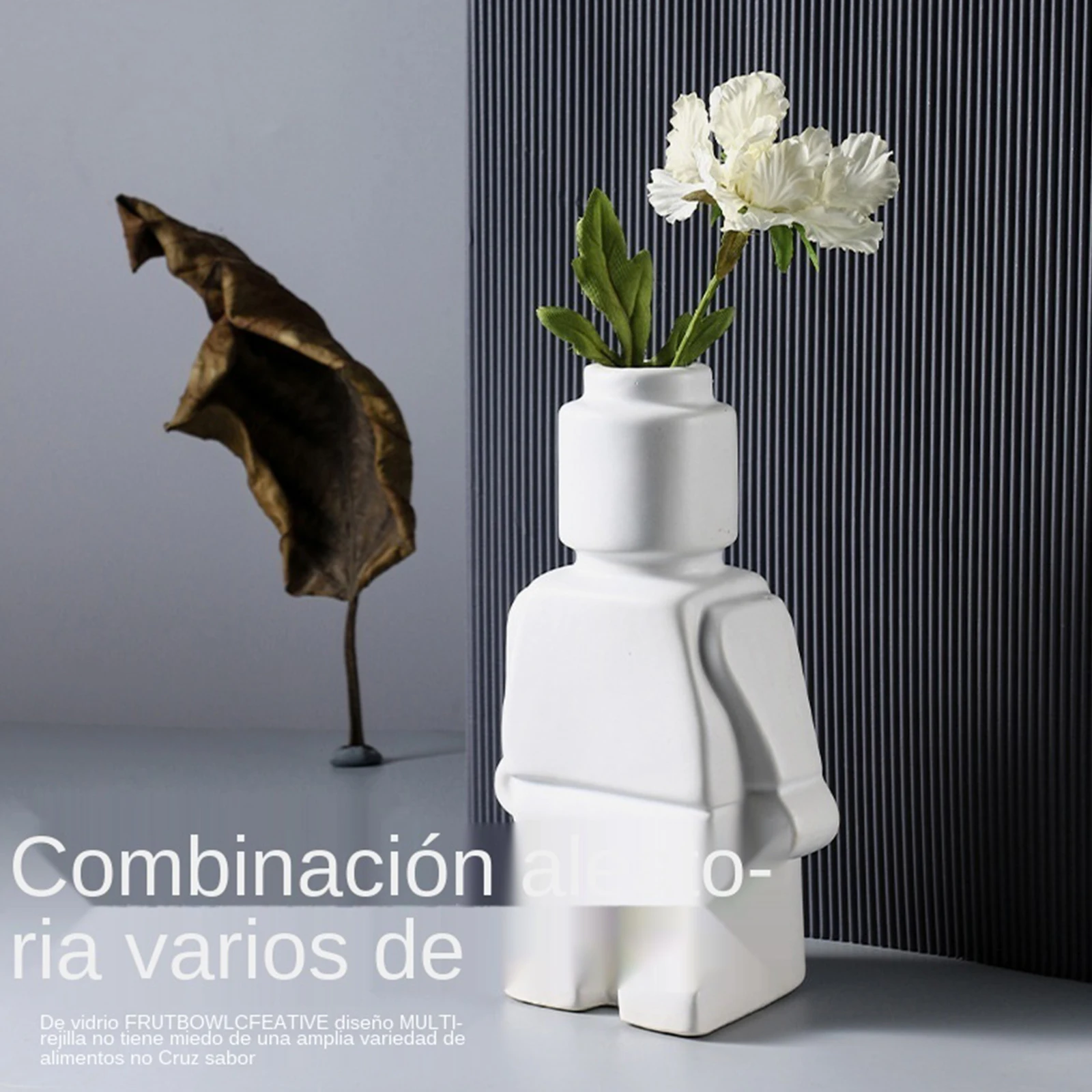 Flower Vase European Resin Statue Creativity Block Man TV Cabinet Desktop Flower Vase Home Decoration Accessories