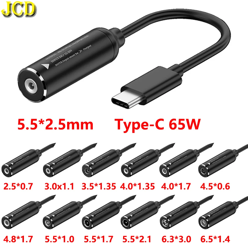 USB C 남성에서 DC 전원 여성 변환기 65W 타입-C 노트북 DC 어댑터 ..
