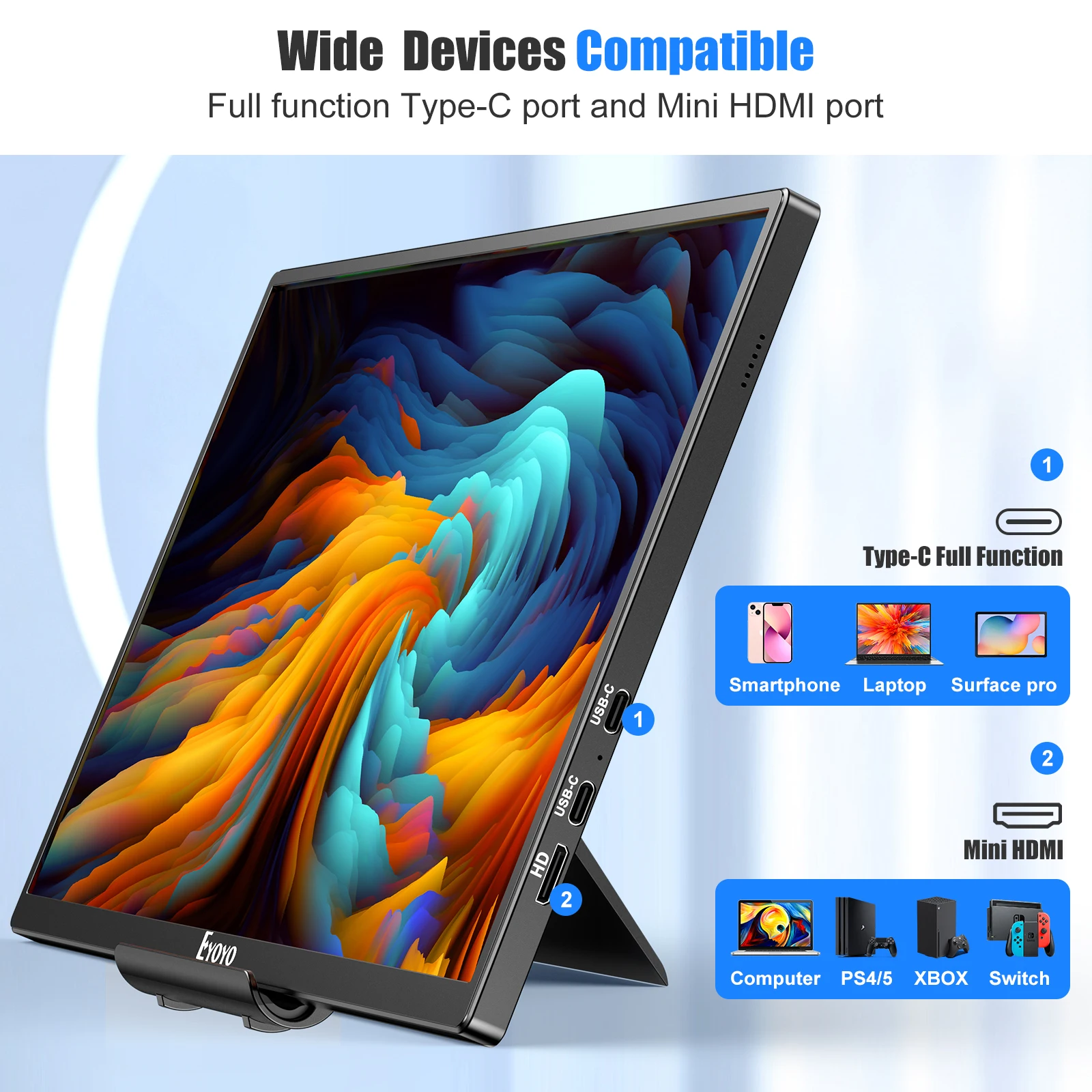 Eyoyo ƮϿ ̹ , 10.5 ġ, 1920x1280P, HDMI  USB-C  ÷, IPS ȭ, PC Mac ޴ PS4/5 Xbox