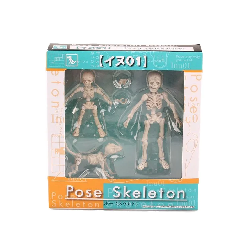 

3-8 cm three Cute Fashion Design Mr. Bones Pose Skeleton Model with Dog Table Desk Book Mini Figure kids Toys Collectible Gift