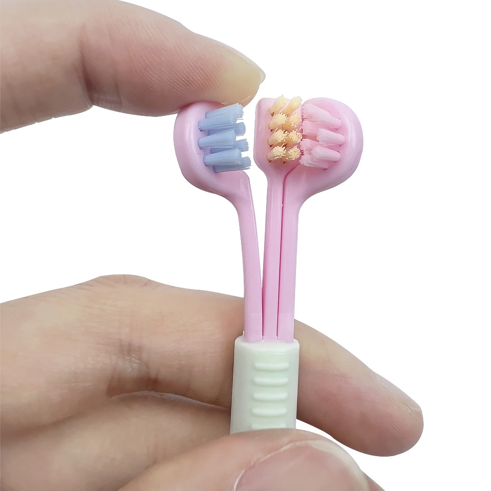 어린이용 3 면 칫솔, 3D 소프트 헤어, 어린이 치아 클리너 브러시, 혀 스크레이퍼, 어린이 칫솔, 구강 관리 청소 도구
