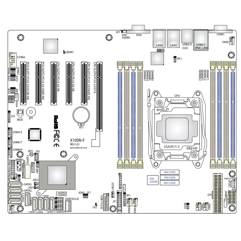 One-Way Server Motherboard For Supermicro X10SRI-F C612 LGA2011 DDR4 Support E5-1600 2600V3/V4 High Quality 4 One-Way Server Motherboard For Supermicro X10SRI-F C612 LGA2011 DDR4 Support E5-1600 2600V3/V4 High Quality - Image 2