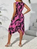Beach Women Midi Dress 2024 Summer New Plus Size Maxi Long One Piece Dress Elegant Casual Leaf Printed Hem Dress Vestidos Female 6