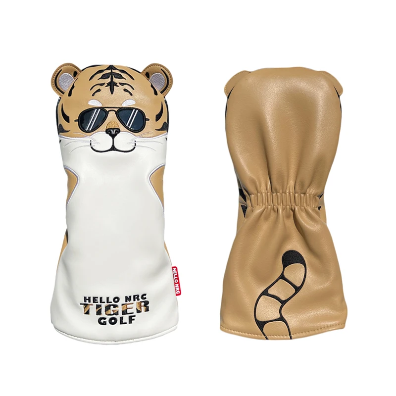 Description Picture 4 of itemGolf Headcover Tiger Pattern PU Leather Golf Club Covers For Driver Fairway Hybrid Waterproof Protector Set Golf Wood Head Cover