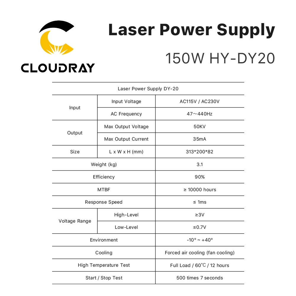 Cloudray DY20 Co2 Laser Power Supply For RECI Z6/Z8 W6/W8 S6/S8 Co2 Laser Tube Engraving / Cutting Machine DY Series