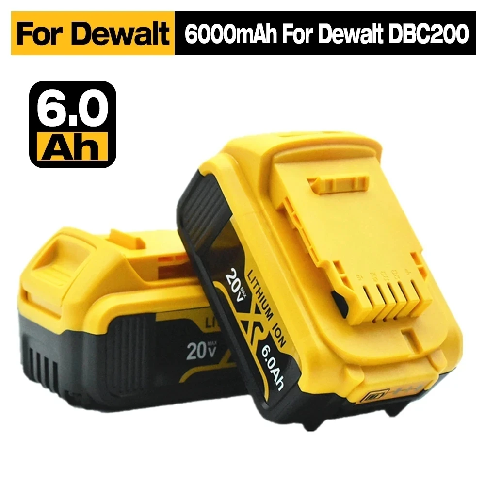 Replaceable Li ion Battery DCB200 20V 6Ah Compatible for Dewalt 18 Volt