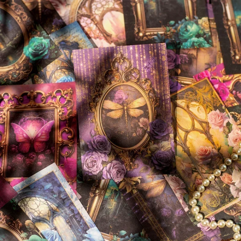 Retro Material Paper Baroque Dream Bottom Decoration Collage Notebooks Message Handbook Scrapbook Cut 175*109MM 32Sheets