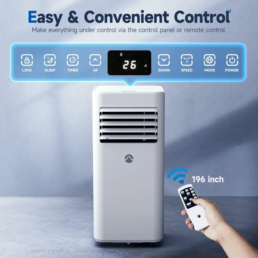 Portable Air Conditioners, 3-in-1 AC Unit, Dehumidifier & Fan with Digital Display, Remote Control, Window Installation Kit