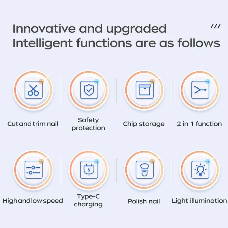 Youpin Seemagic 2in1 전기 연마 자동 손톱깎이 라이트 트리머 네일 커터 매니큐어  성인 케어를위한 안전