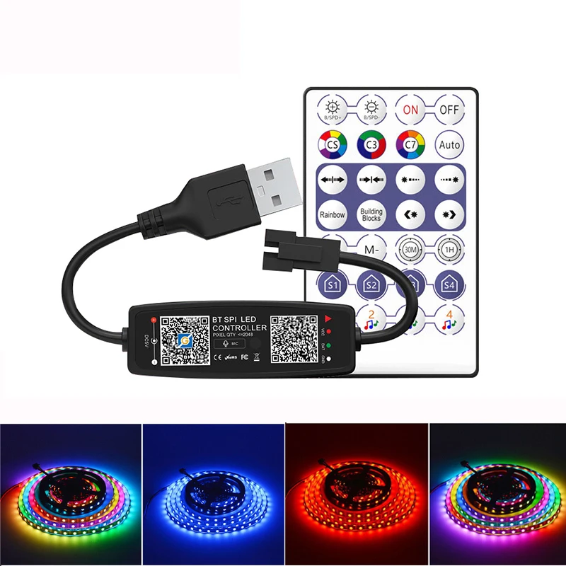 WS2812B Controller Bluetooth Music APP Control for Pixel LED Strip Light SK6812 WS2811 Tape Lights USB Remote Control
