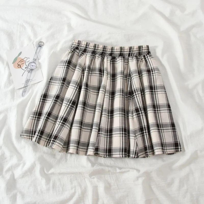 slazenger skort JMPRS Harajuku Plaid Skirt Women Kawaii Cute High Waist A-line Mini Skirt Summer Soft Girl Japanese Style Lolita Streetwear pleated midi skirt