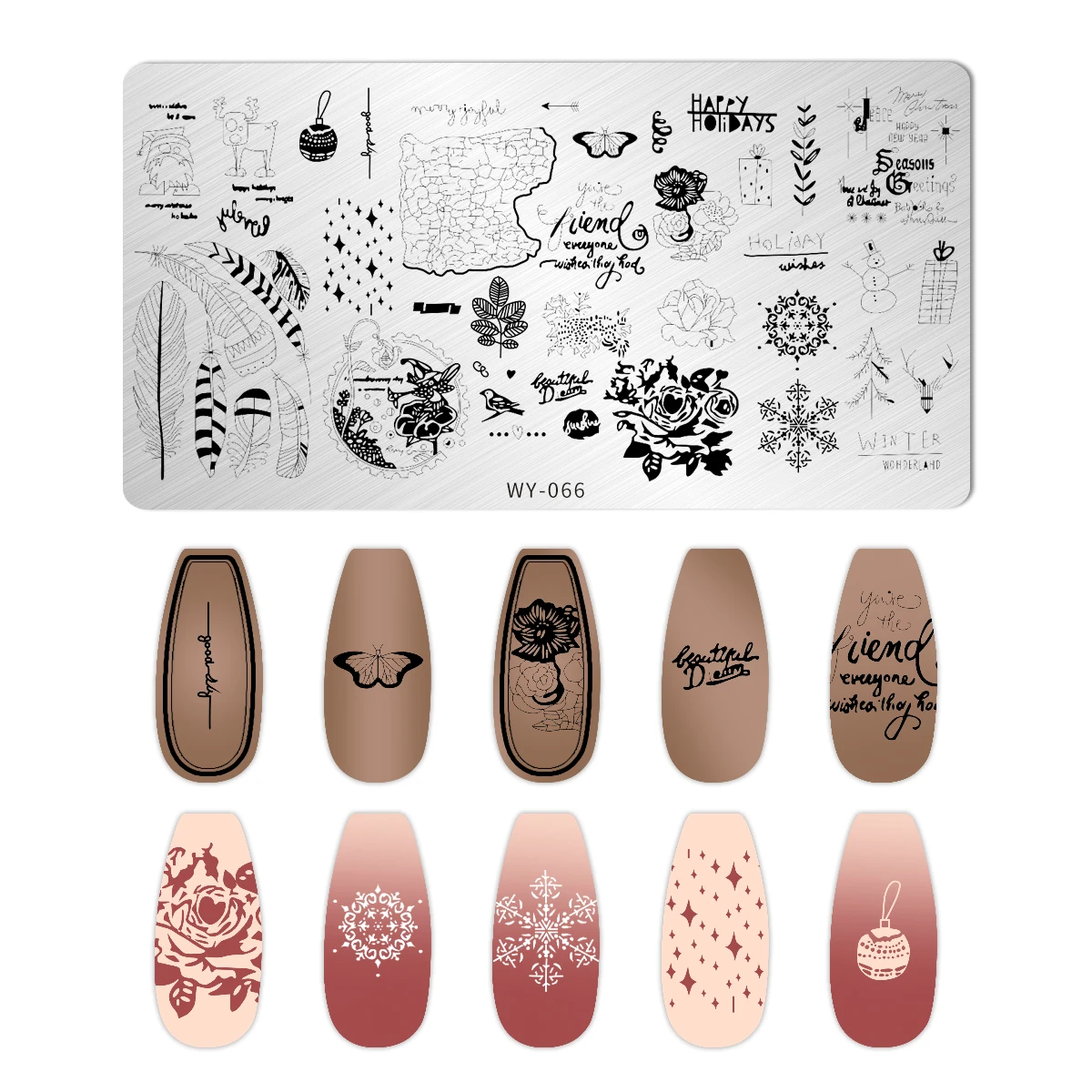 Leaves Flower Nail Art Stamping Plates Triangle Drawing Template Geometric Stripe Line 3D Image Stencil Mold Printing Tools 3