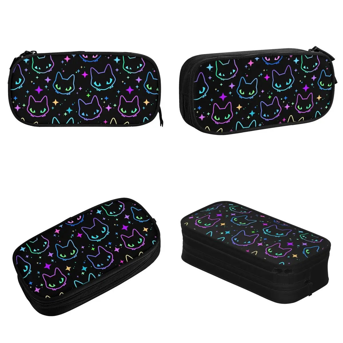 Colorful Neon Cat Pencil Case Creative Pen Holder Bag Student Big Capacity Students School Gifts Pencilcases