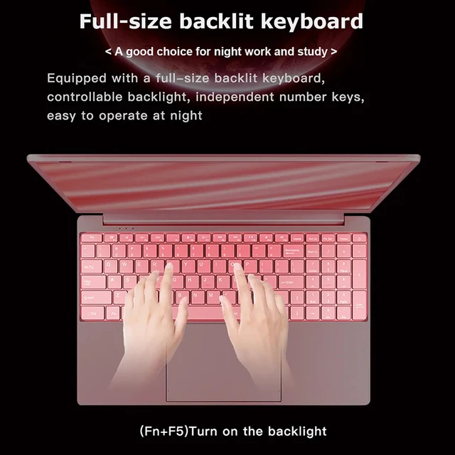 Woman Laptop Windows 10 Office Education Gaming Notebook Pink 15.6“10th Gen Intel Celeron J4125 12G RAM 1T Dual WiFi Narrow Side 3
