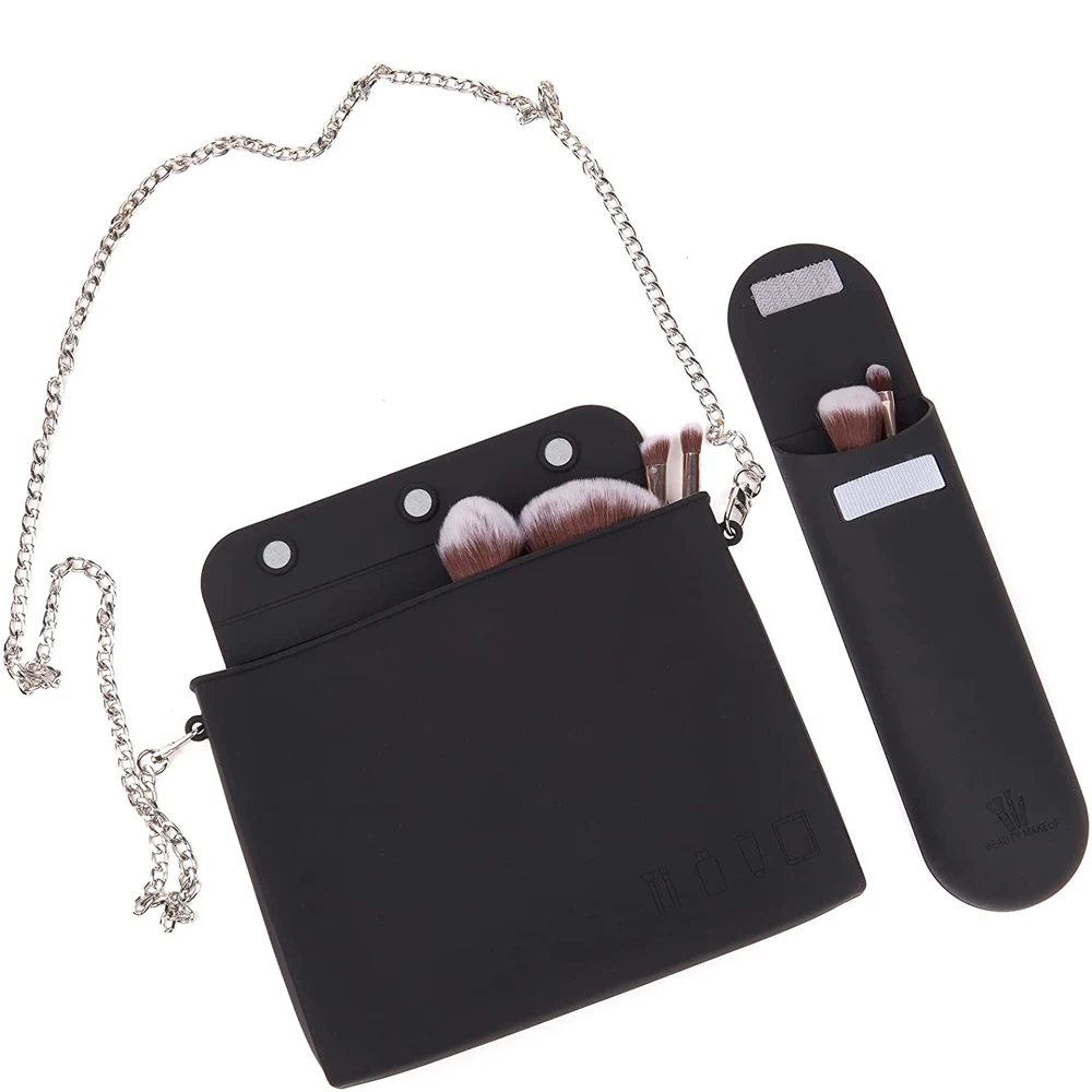 Silikon-Make-up-Tasche Mit Magnetverschluss – Wasserdicht, Braun, 25x18 Cm