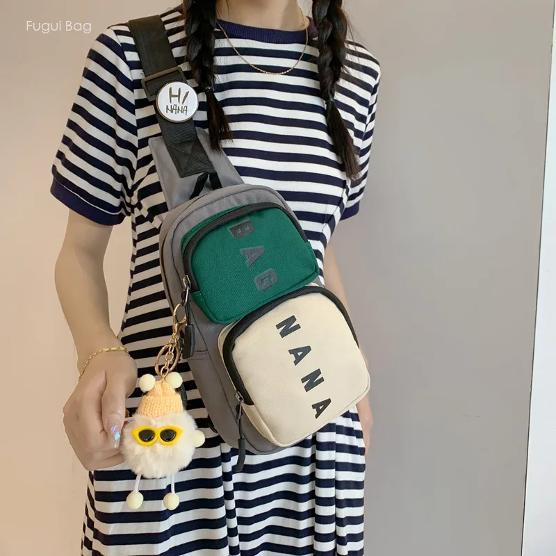 Same Style Chest Bag for Men and Women Crossbody Bag for Fashion Sports Leisure Color Contrast Multi-functional Personalization