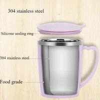 350ml Thermal Coffee Cup Double Wall Stainless Steel Heat Insulated Coffee Milk Mug with Handle and Lid Travel Drinking Tumbler 5