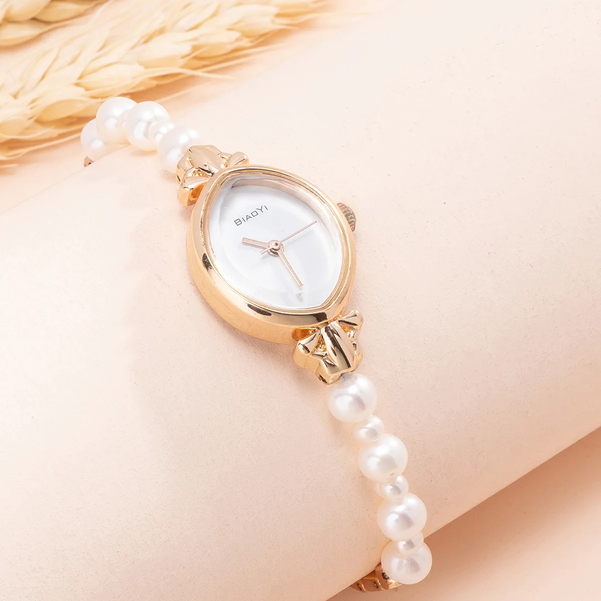 Women Quartz Watch Bracelet Bangle Rose Gold Golden White Pearl Bead Band Ladies Female New Beaded Wristwatch for Girls Dropship