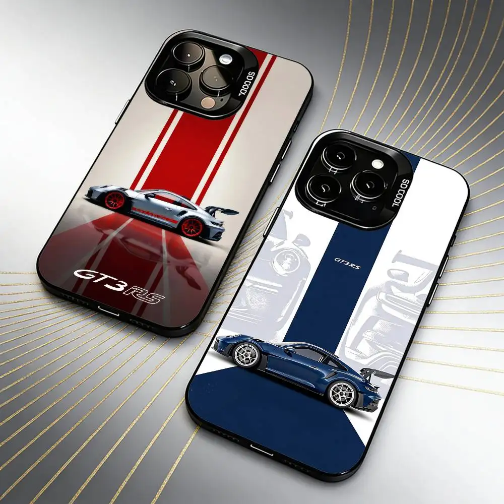 PRO-Cars GT 3-RS Top Supercars Handyhülle für iPhone 16 17 15 14 12 13 Pro Max Schwarz Candy Matt Stoßfeste Hülle