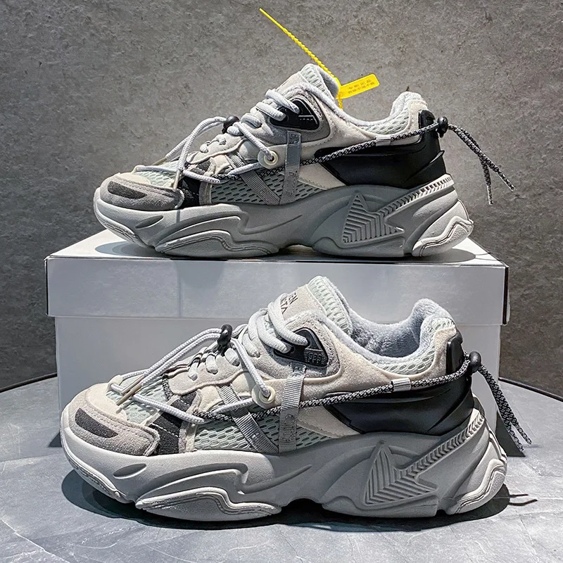 [LUMEN]DOUBLE STRAP MESH FLAT★新作・25SS★韓国★ Sneakers Mesh Splicing Korean Style Plus Velvet Keep Warm