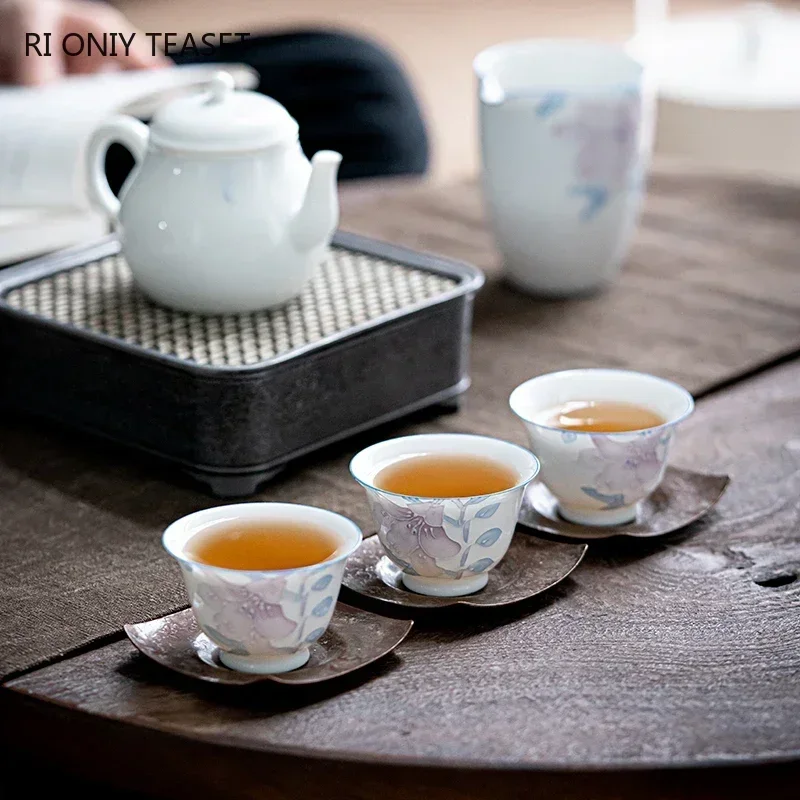 الصينية الراقية رسمت باليد السيراميك فنجان ثلاثي ا...