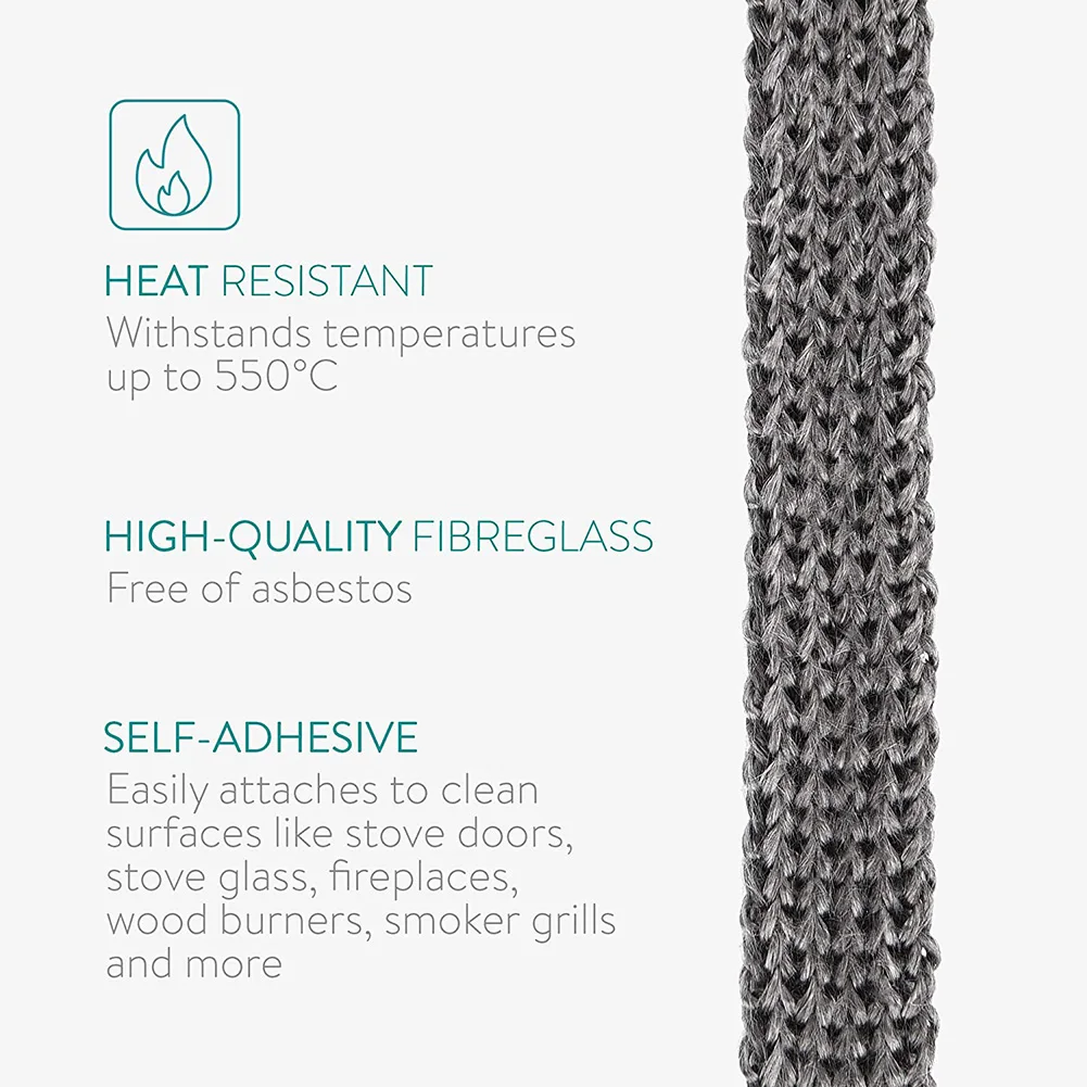 2.5M Black flat stoves rope self adhesive glass chimney door stove fireplace sealing tape gasket cord 18 X 3mm