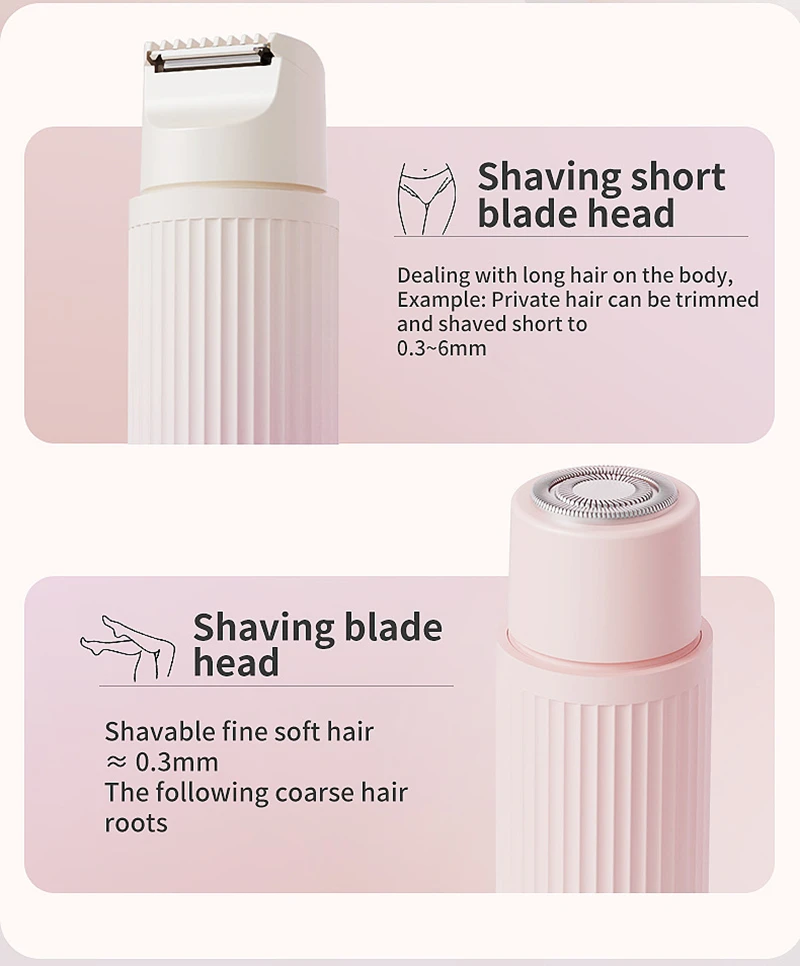 Double-Head Epilator Rechargeable Electric Epilator For Women Dual Head Hair Removal Device For Face Body Bikini Area Waterproof 3