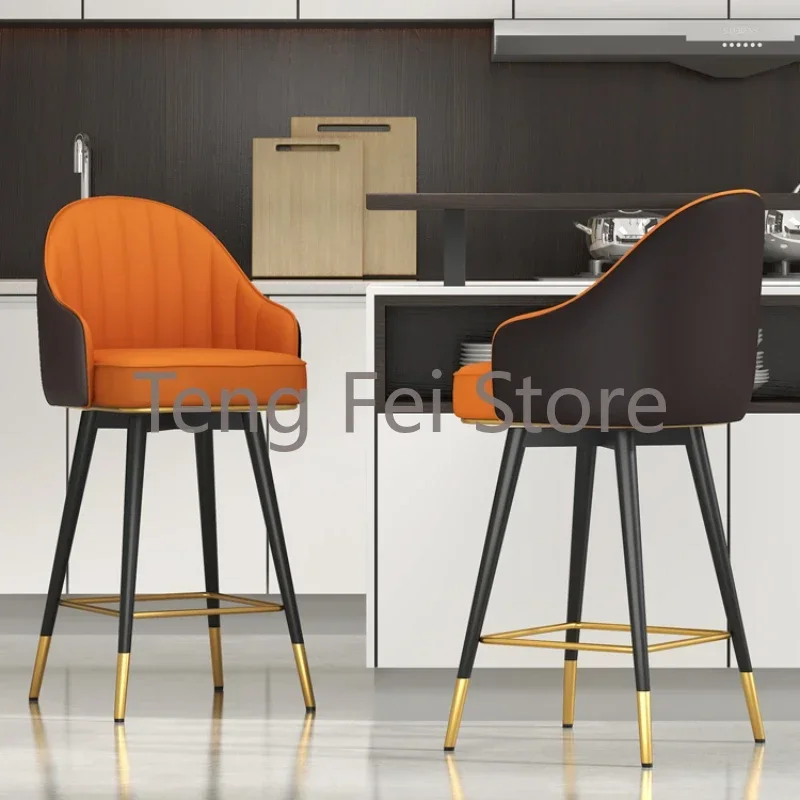 Home Gamer Bar Chair Stools High Kitchen Modern Metal Kitchen Bar Chair Dining Island Counter Backrest Cadeira Furniture SR50BC