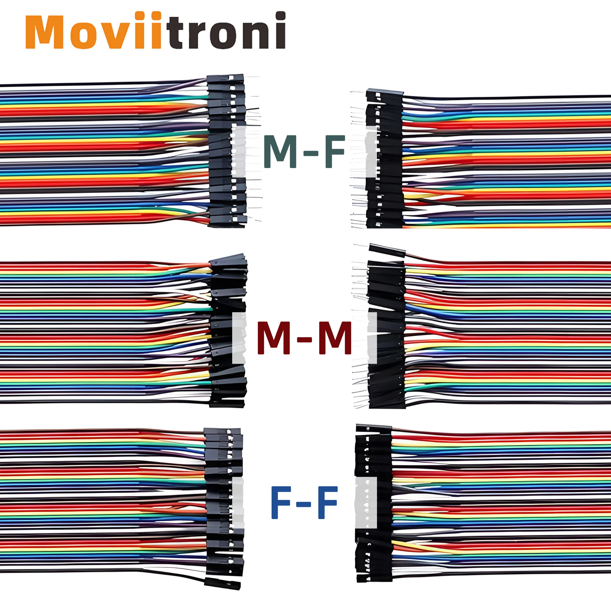 DIY Jumper Wire Kit with 40-Pin Connectors - Assorted Lengths and Genders