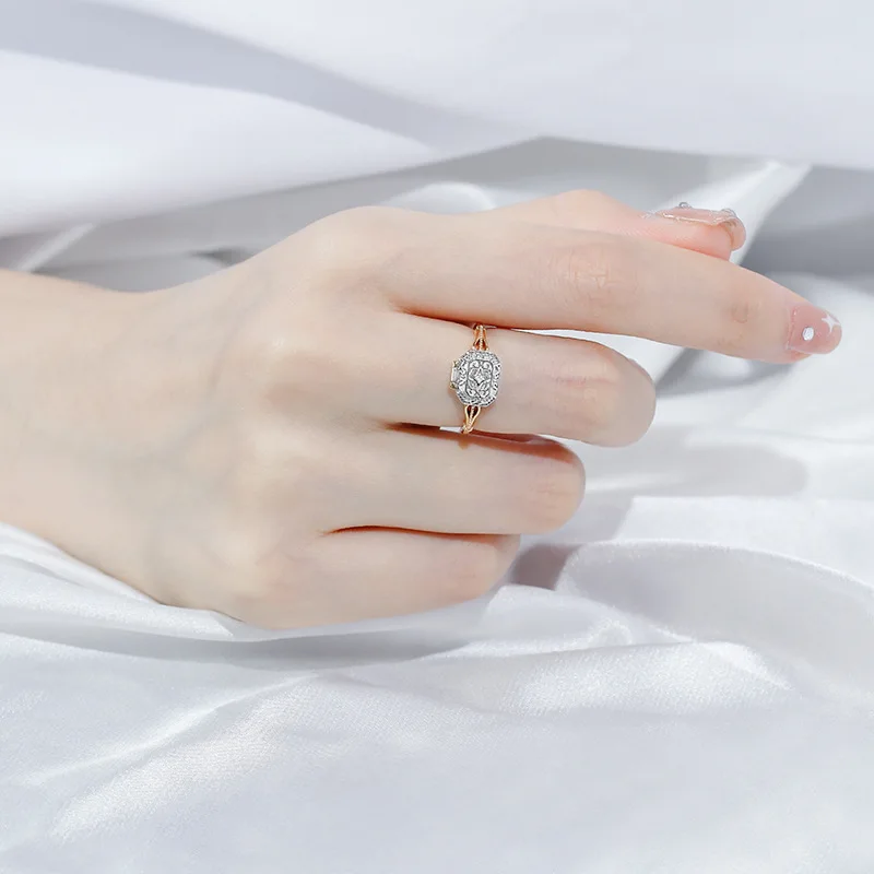 LAMOON Vintage Rings For Women 925 Sterling Silver Ring Gold Vermeil Jewelry Elegant Retro Pattern Box Shape Brithday Gift RI012