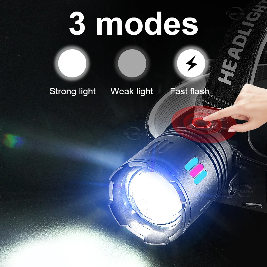 초강력 LED 헤드램프 950000000LM 슈퍼 브라이트 충전식 LED 헤드라이트 장거리 6000M 헤드 랜턴 낚시 사냥