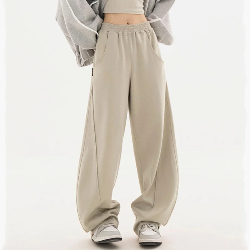 Streetwear Fashion Women Solid Sweatpants Spring Autumn Street Dance Jazz Loose Elastic Waist Casual Wide Leg Sports Trousers y2k punk waist belly chain belt for women men for street dance prom hip hop pu belt jean waistband rock and roll