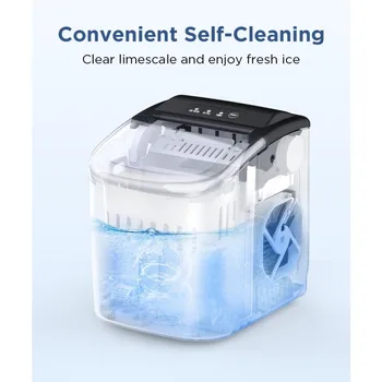 COWSAR Ice Maker Countertop, Portable Machine with Self-Cleaning, 26.5lbs/24Hrs, 9 Bullet Cubes in 6 Mins, Basket 6