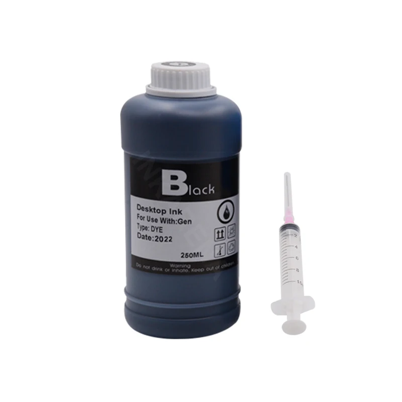 250ml Black Refilled Dye Universal Ink Kit Compatible for HP Canon Epson Brother Deskjet Printers Tank Ink Cartridges CISS dye ink kit