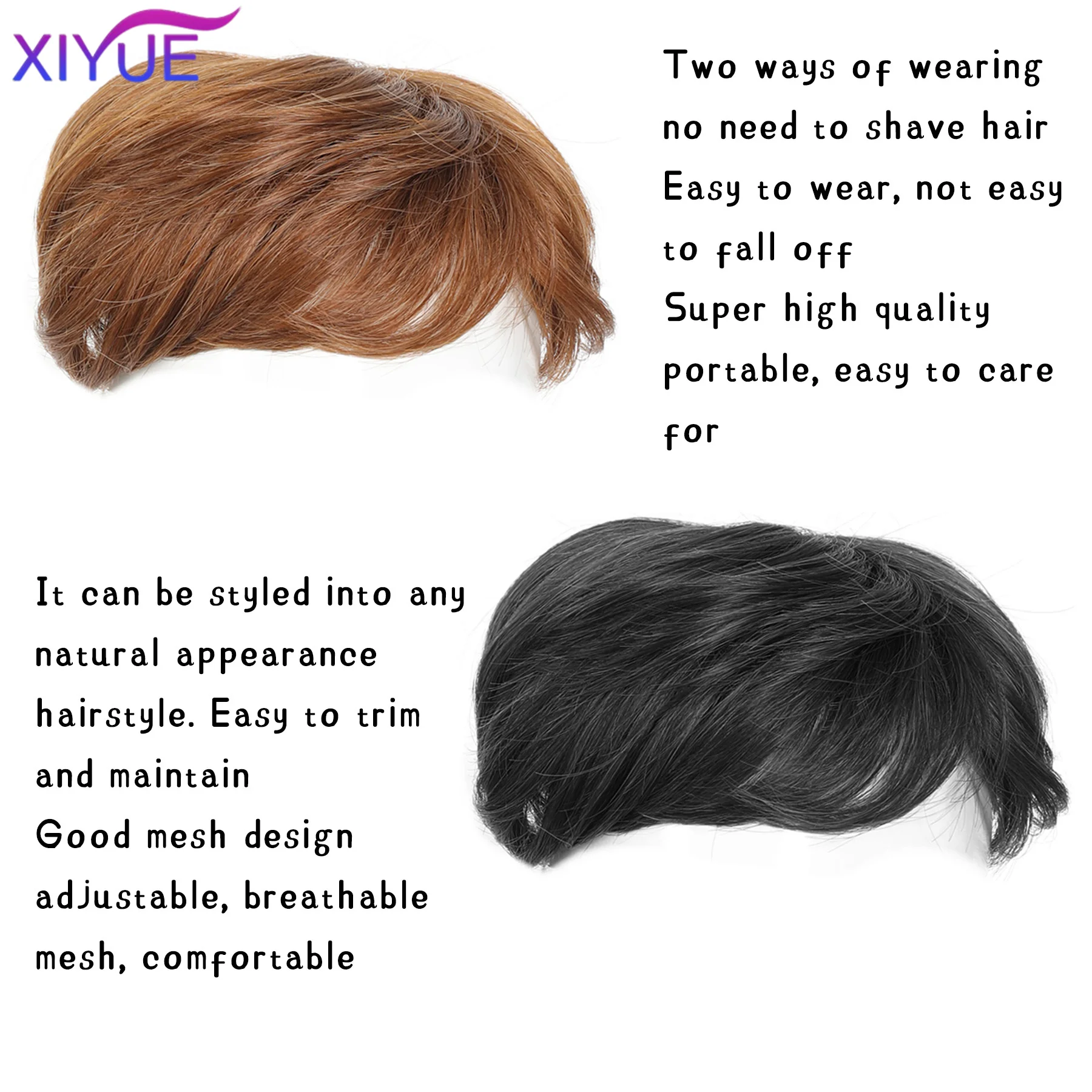 Synthetic New Men Hairpiece Stylish Men Wig Natural-looking Men's Hair Wig for Spots Gray Hair Coverage Short Straight Hairpiece