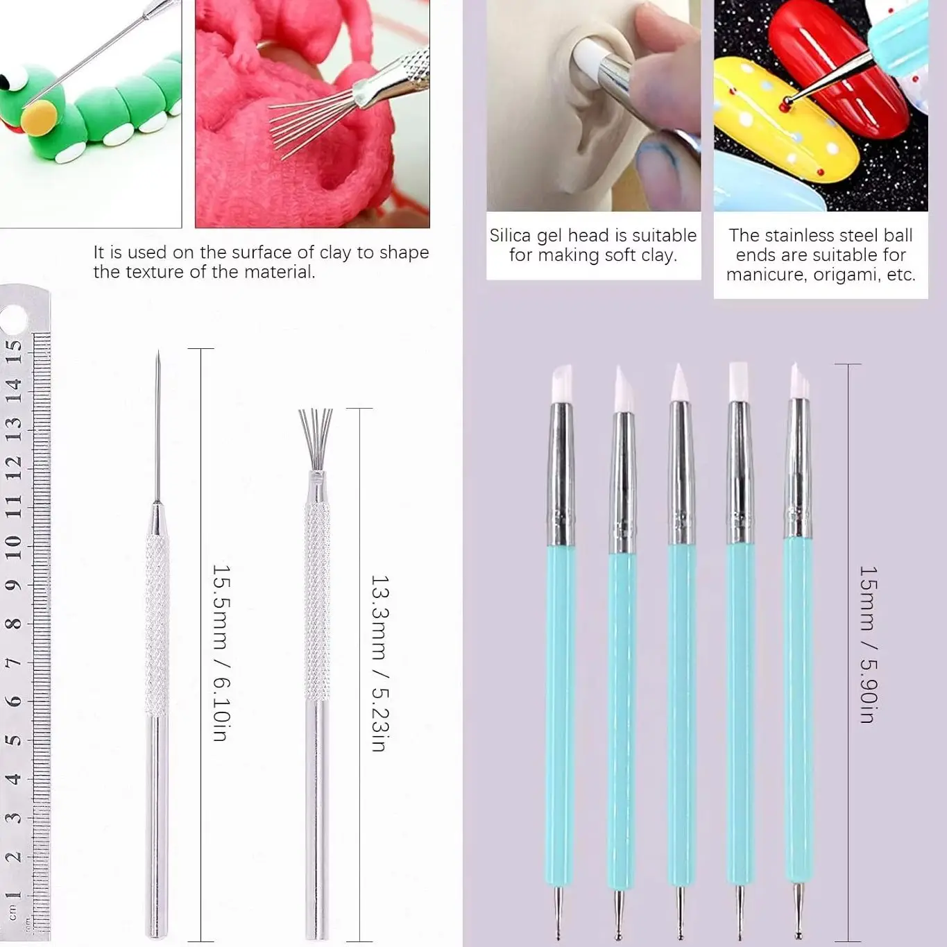 7 PCS Silicone Clay Sculpting Tool for Brush Modeling Dotting Nail Art Painting Pottery Clay Tools DIY Carving Sculpting Tools