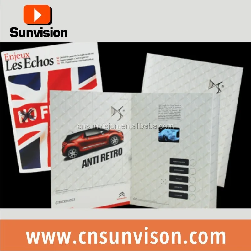 커스텀. Sunvision 접이식 종이 인치 TFT LCD 디스플레이 스크린 비디오 브로셔, 광고용 주문 가능