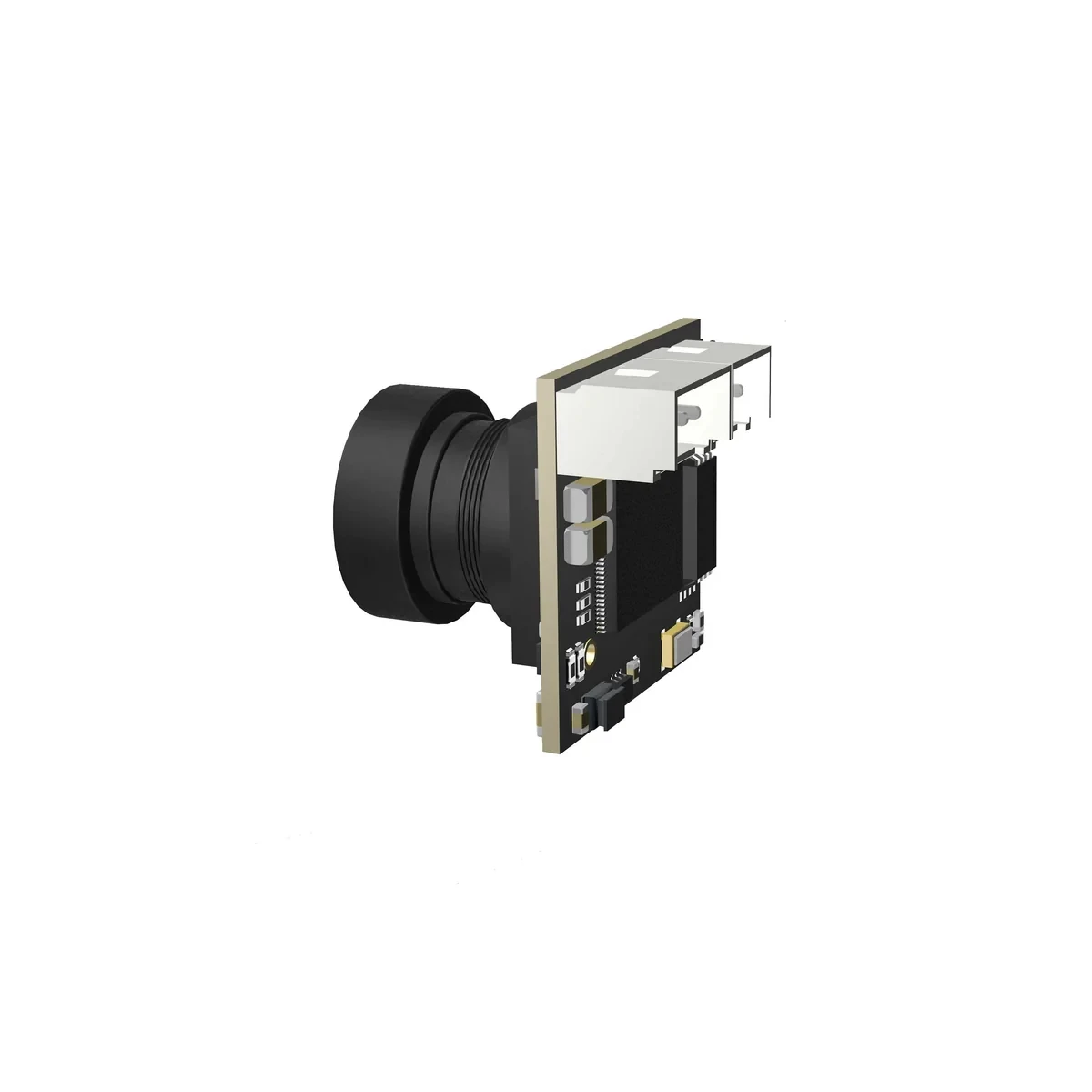 Caddx Ant Lite 1200TVL installée sur un châssis de Tinywhoop, câblée et prête à l'emploi.