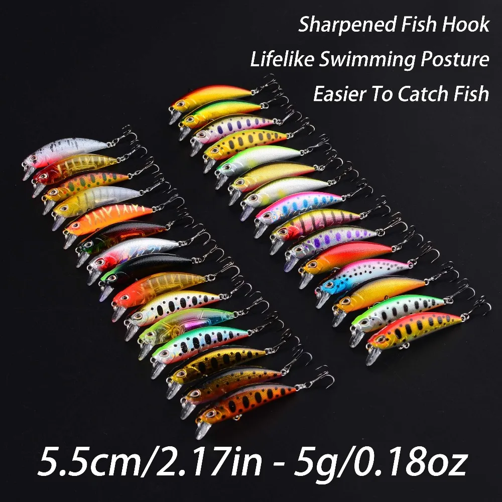 30 Stücke Minnow Angeln Minnow Wobbler Künstliche Angelköder Tackle Für Barsch Bass – Detail 3
