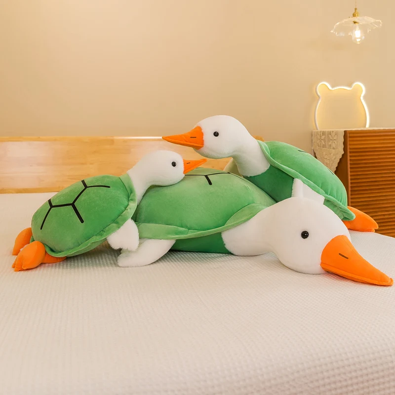 Kawaii Transform To Turtle Big White Goose  Plush Toys Stuffed Cute Tortoise Doll Lovely Animal Creative Kids Xmas Gifts